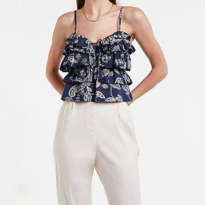 Express XXS Paisley Tiered Ruffle Cropped Cami